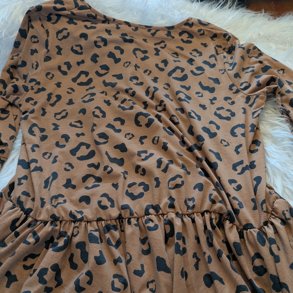 Simply Southern Brown Leopard Print Blouse XXL Ruffles - Picture 8 of 10